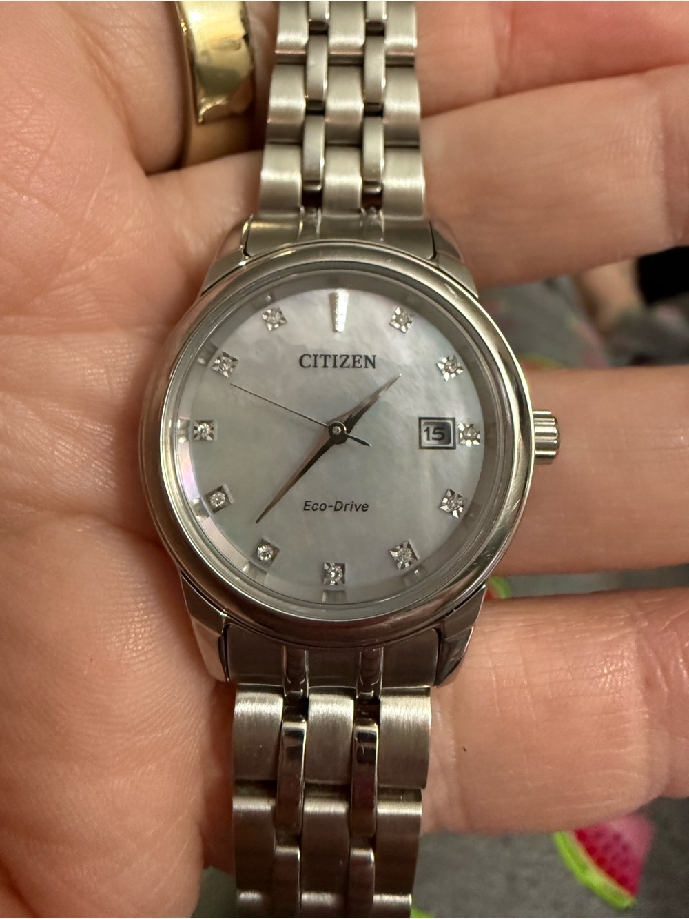 LADIES' CITIZEN ECO-DRIVE® DIAMOND ACCENT WATCH WITH MOTHER-OF-PEARL DIAL